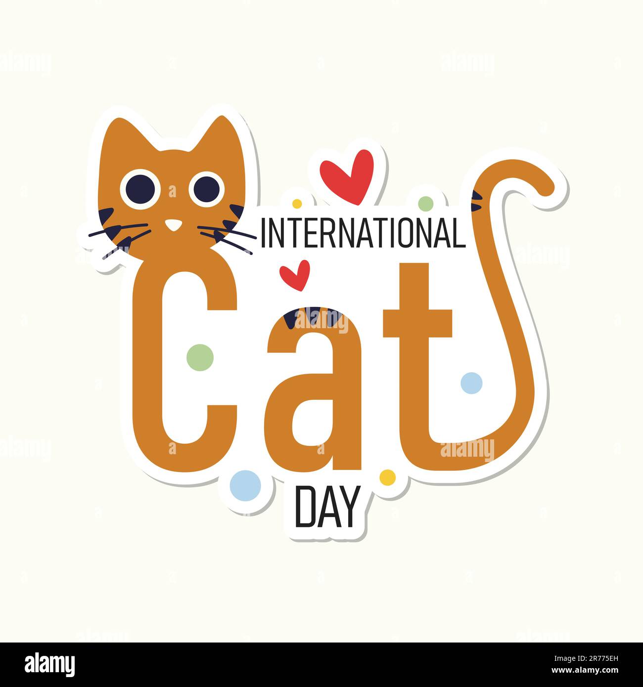 International Cat Day quote sticker vector with lettering typography