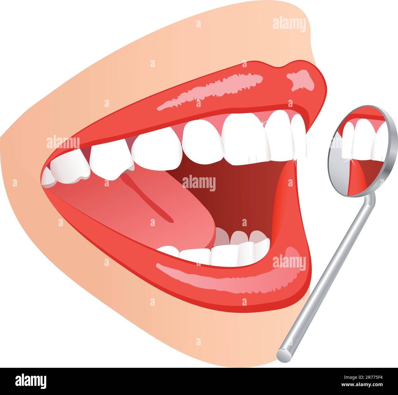 white teeth mouth with dental mirror Stock Vector Image & Art Alamy