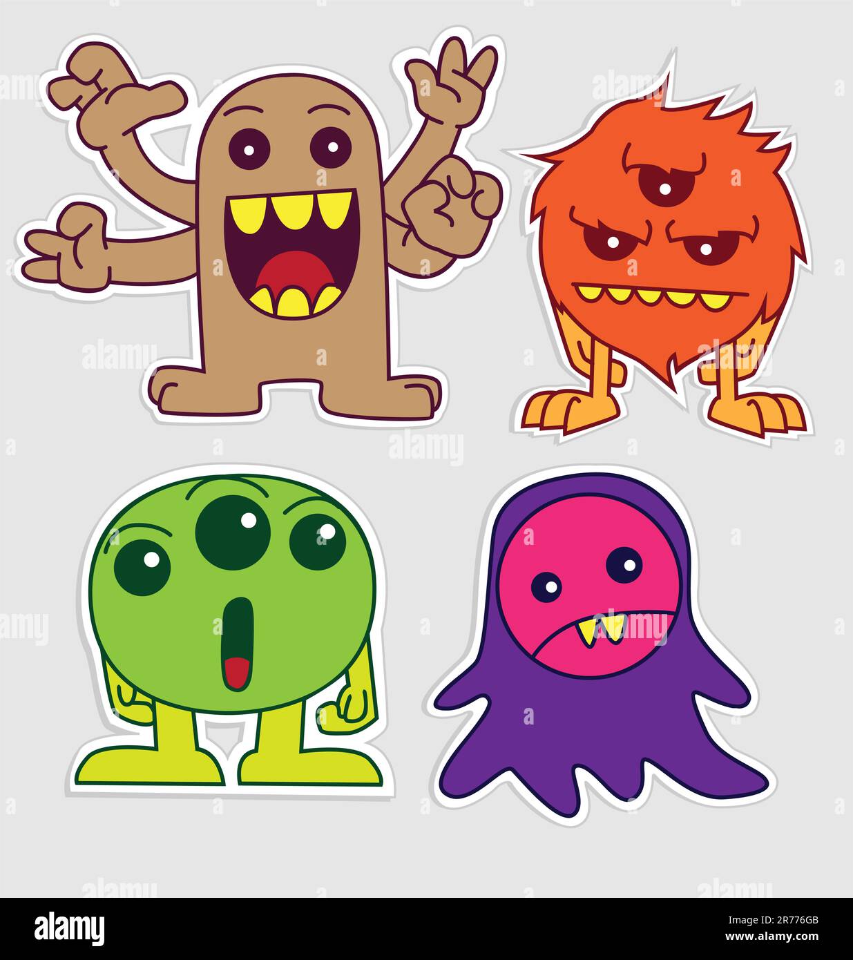 cute little monster sticker, can use any purposes Stock Vector