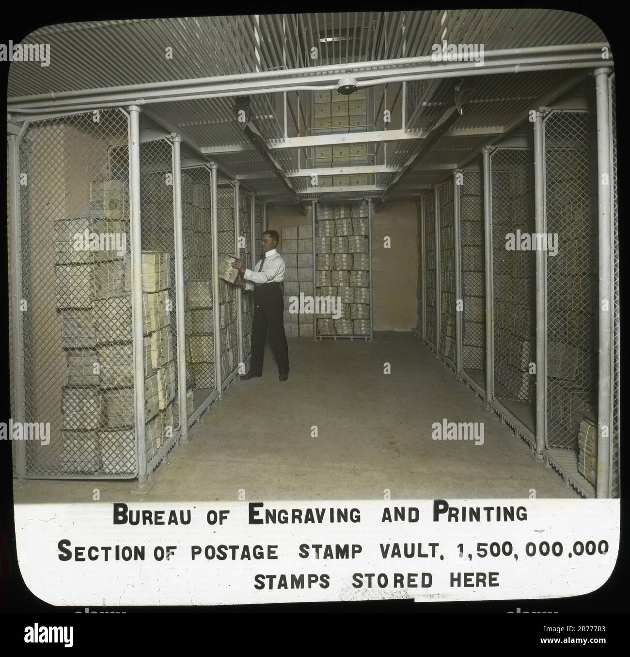 Section of Postage Stamp Vault, 1,500,000,000 Stamps Stored Here. Bureau of Engraving and