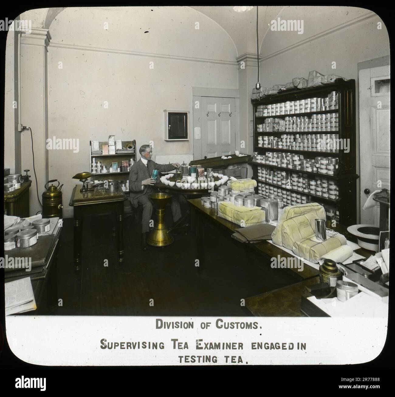 Division of Customs Supervising Tea Examiner Engaged in testing tea