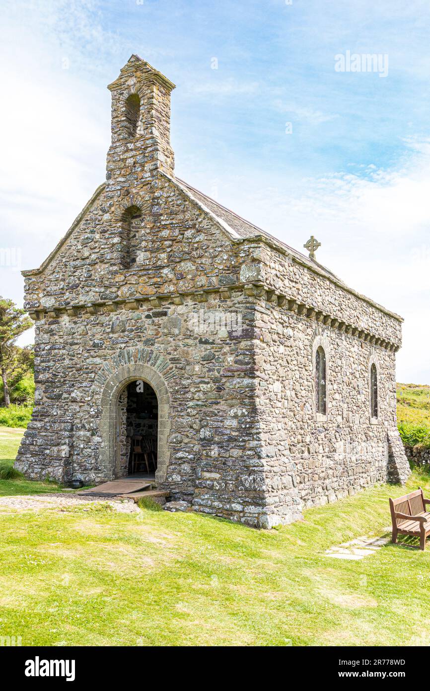The small Chapel of Our Lady and St Non (built 1934) at St Non's Bay on the St David's peninsula in the Pembrokeshire Coast National Park, Wales UK Stock Photo