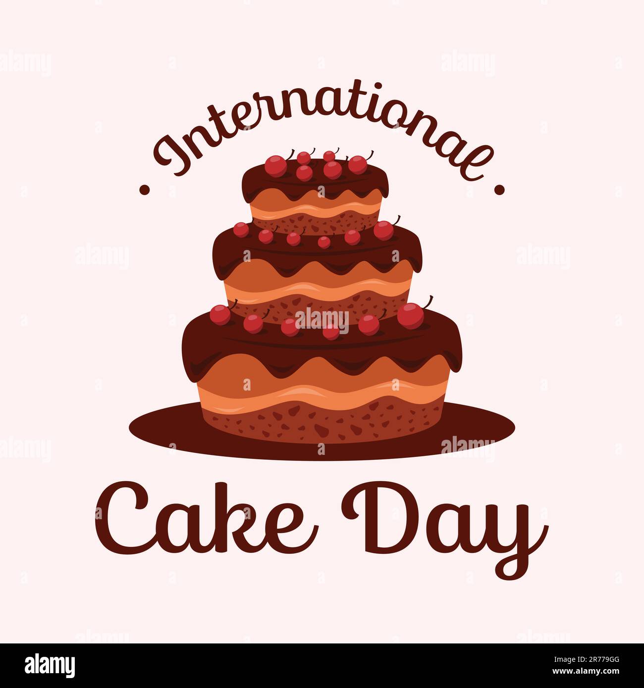 International Cake Day calligraphy hand lettering with brown cake and