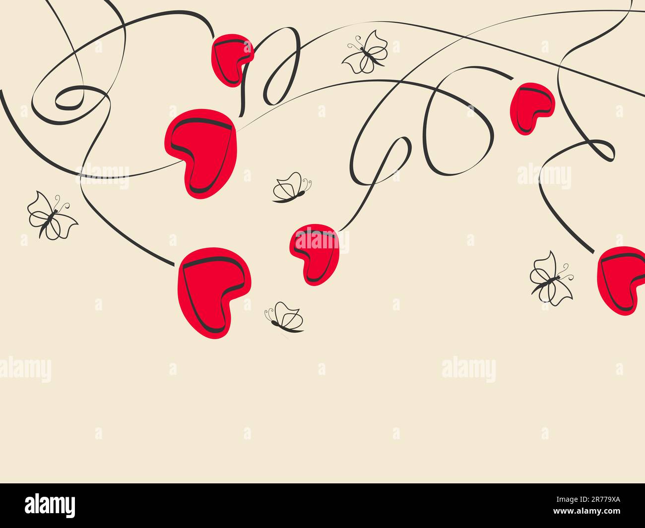 Vector calligraphic greeting card with red hearts Stock Vector Image ...