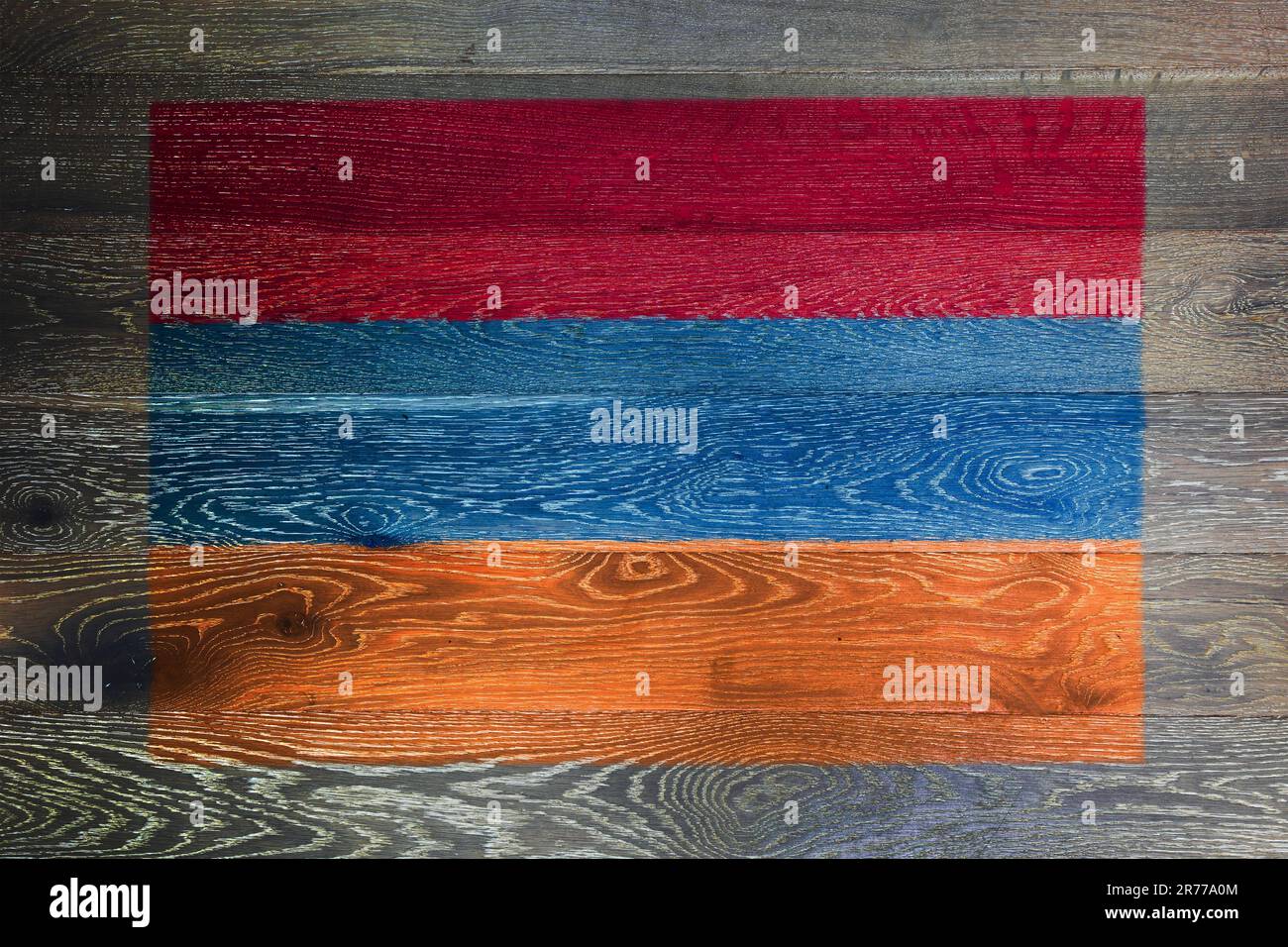 Armenia flag on rustic old wood surface background Stock Photo