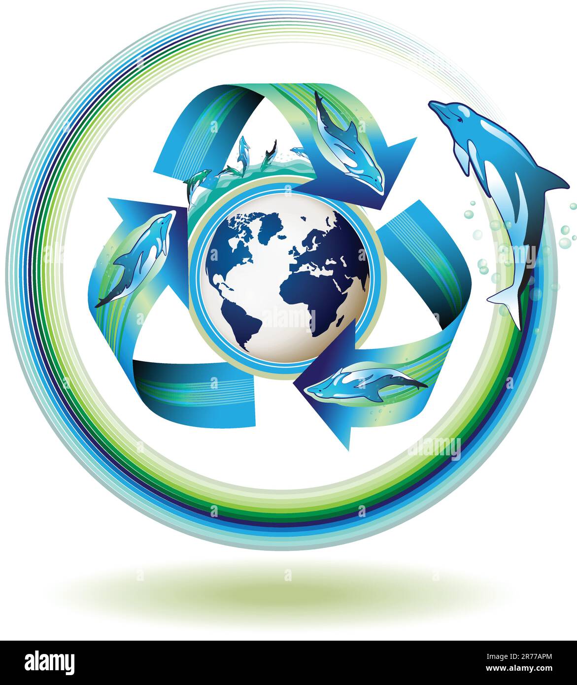 Ecology icon with dolphins, recycle water, vector illustration Stock ...