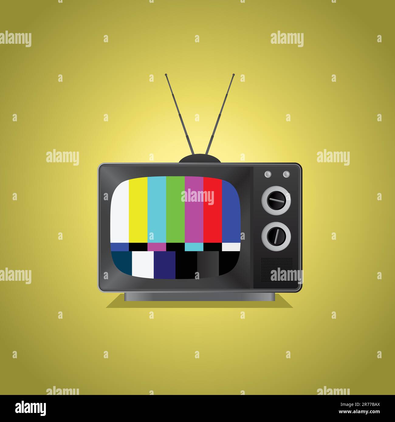 An old TV set with not signal, on a vintage background. Editable vector illustration. Stock Vector