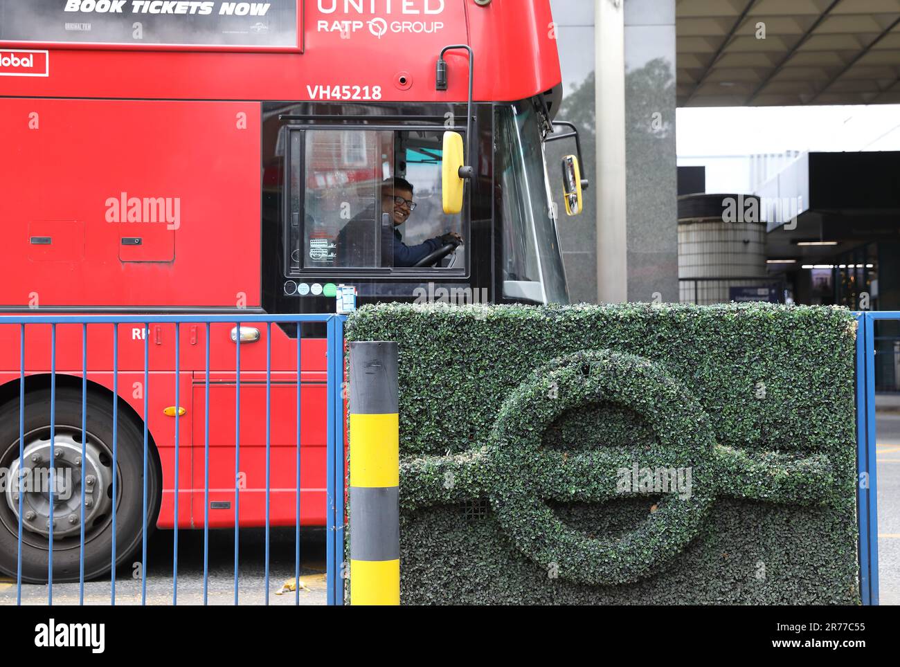 London double decker bus at Euston station, UK Stock Photo Alamy