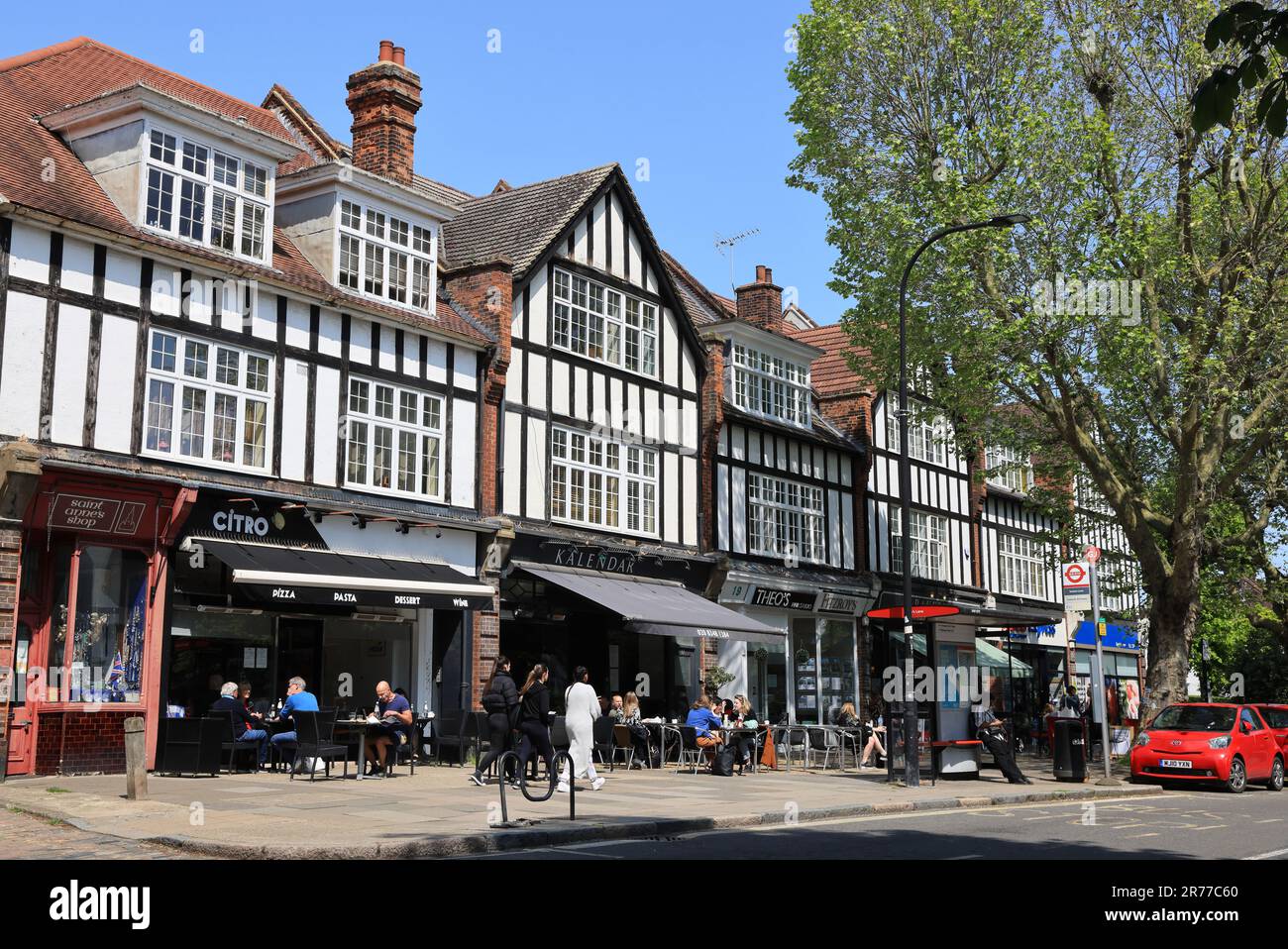 Cafes on Swains Lane in Highgate, near the Cemetery, in north London, UK  Stock Photo - Alamy