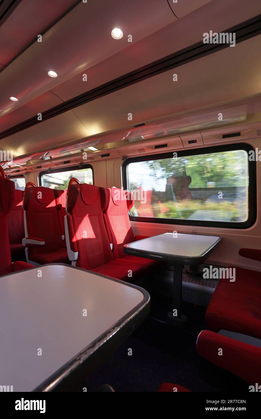 Interior of an empty train carriage, UK Stock Photo