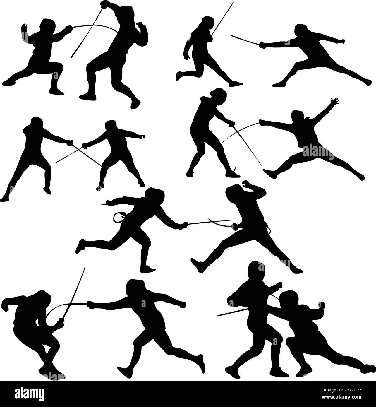 Fencing man sport silhouette vector hires stock photography and images