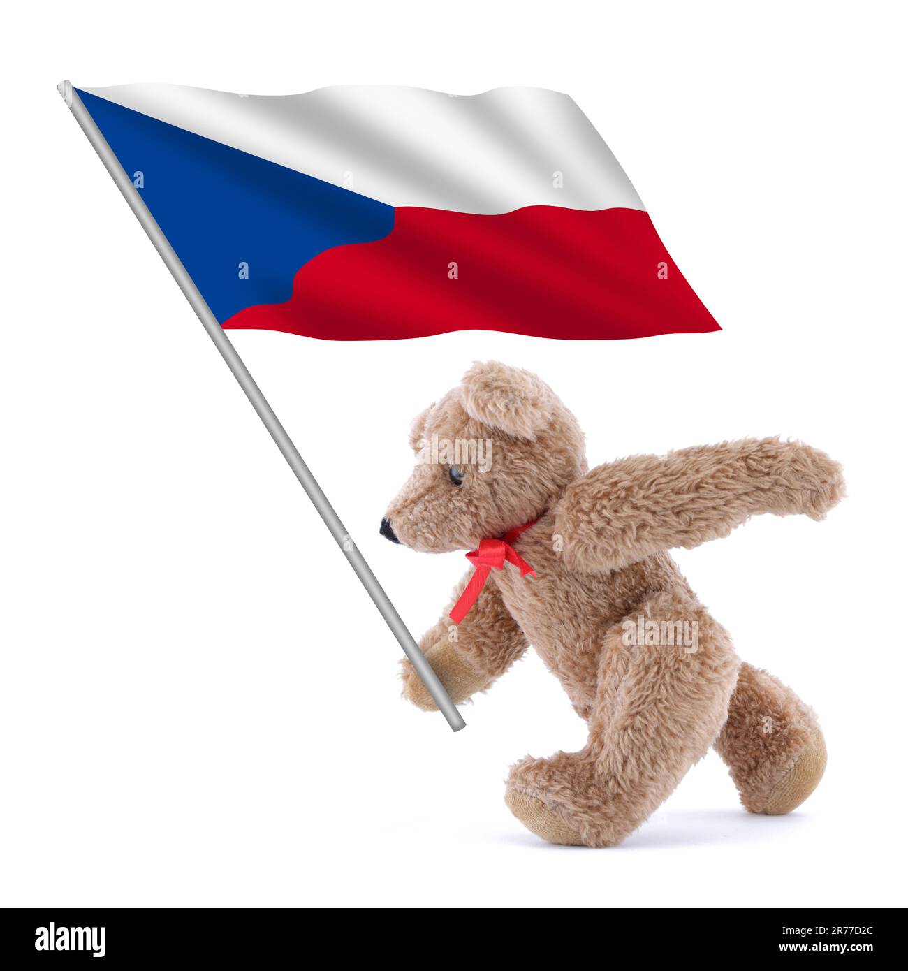 Czech flag being carried by a cute teddy bear Stock Photo
