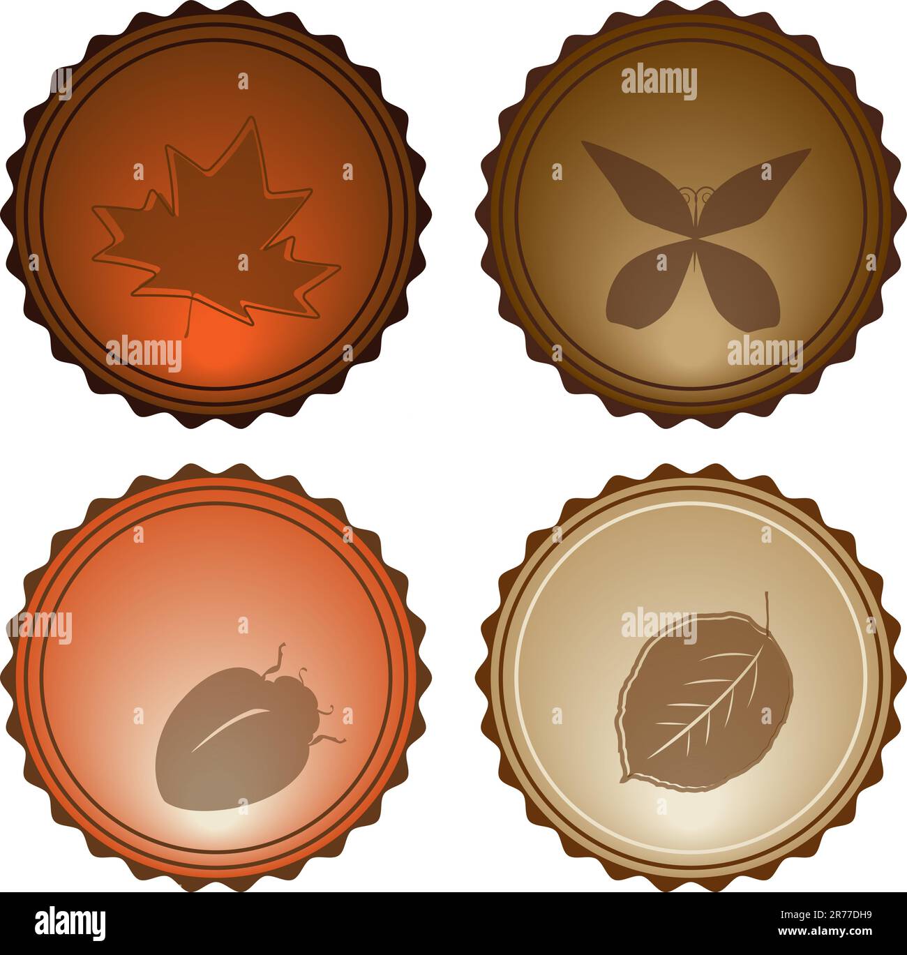 Vector Glassy Nature Icons Stock Vector