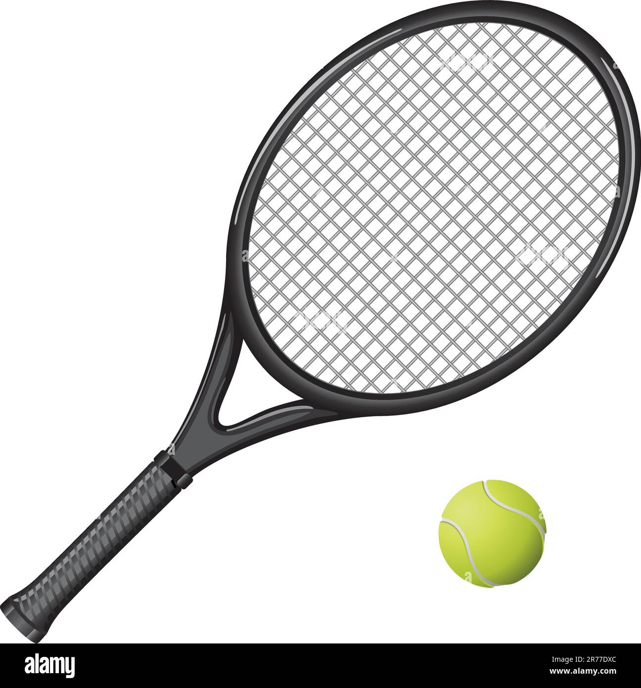 Isolated image of a tennis racket and ball. Vector illustration. Stock Vector