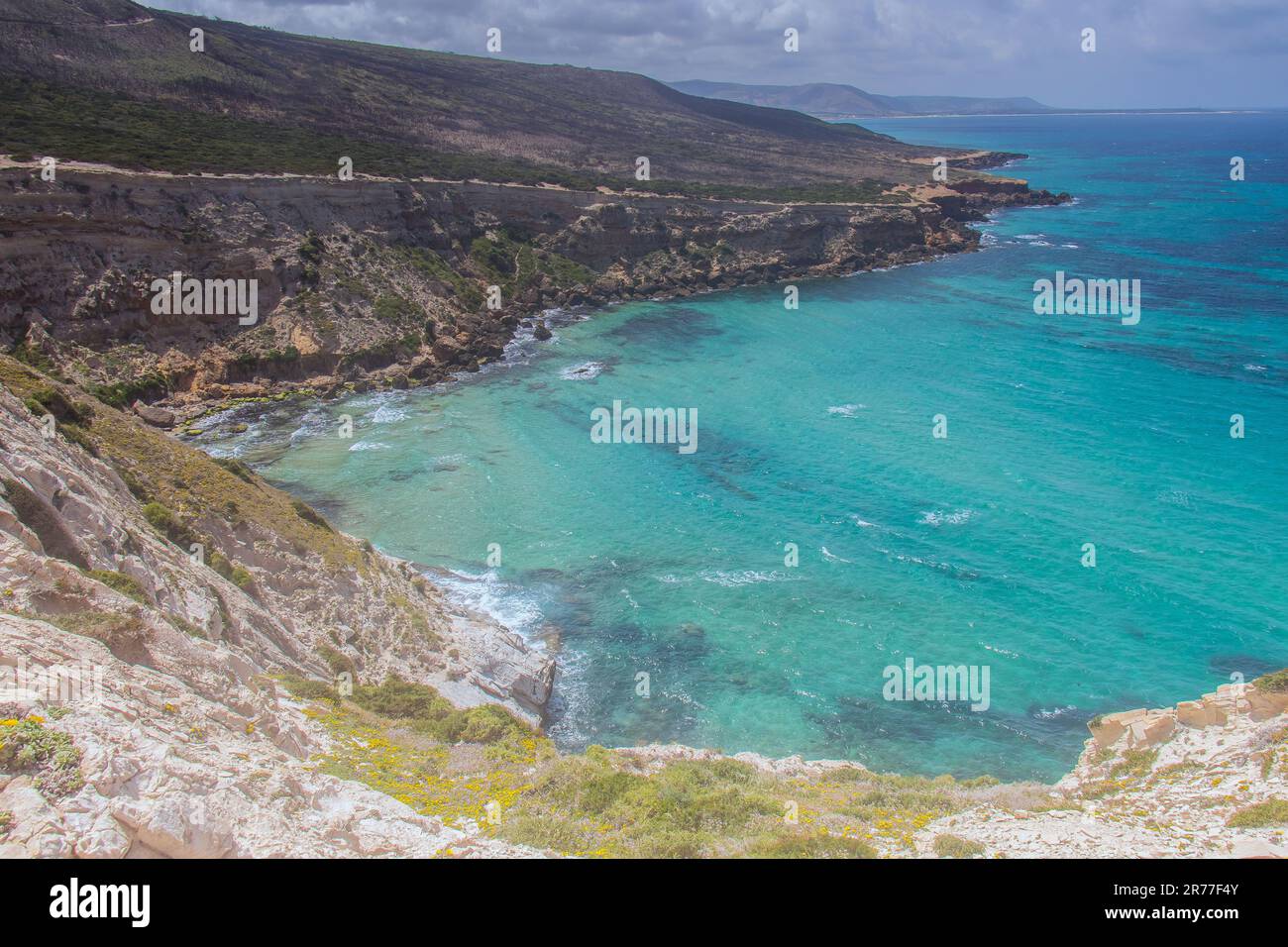 View of the cliff with the ocean on the horizon from Cap Blanc in ...