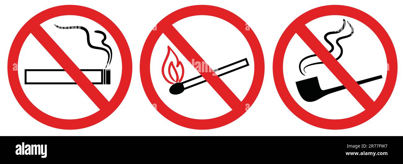 no smoking sign, no fire, no match, vector symbol Stock Vector