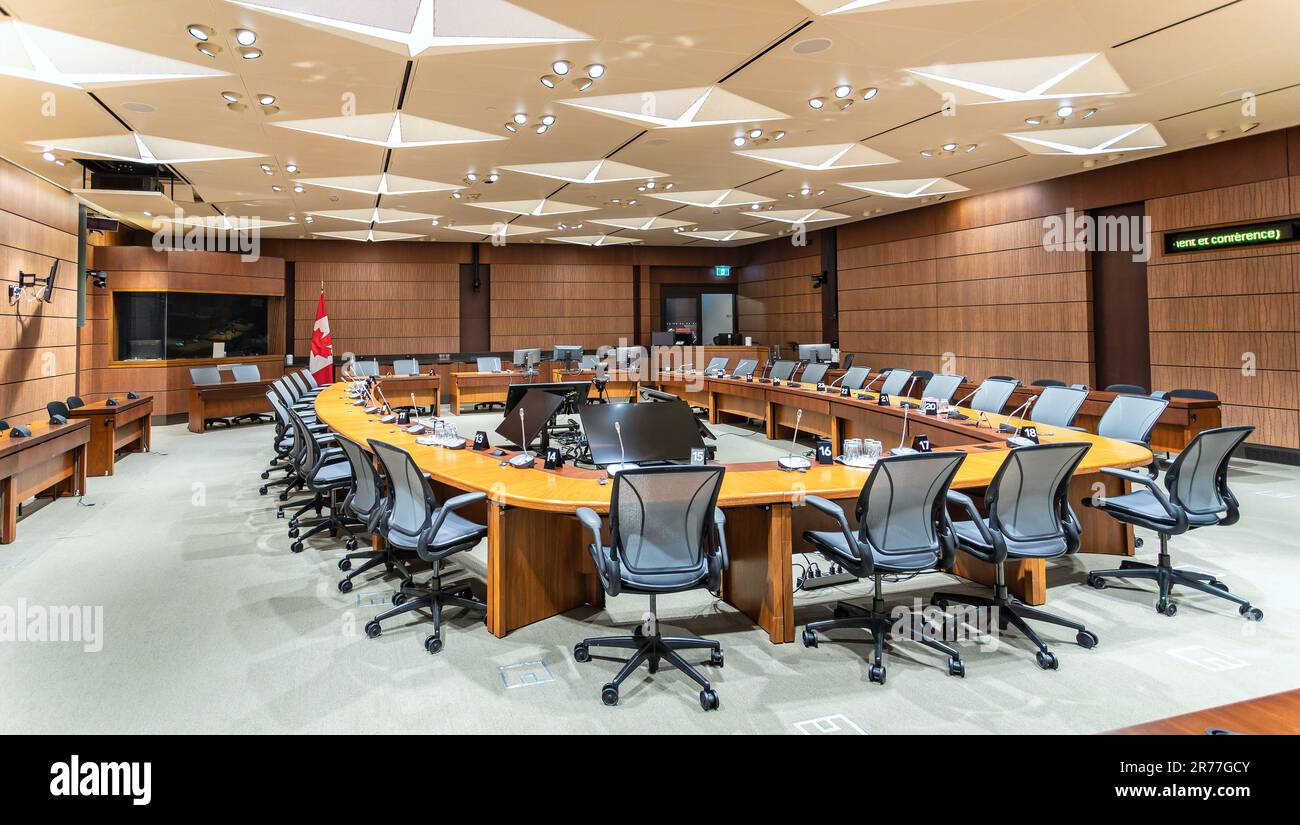 Committee Room in The Canada House of Commons in the West Block, Ottawa, Ontario, Canada on 27 May 2023 Stock Photo