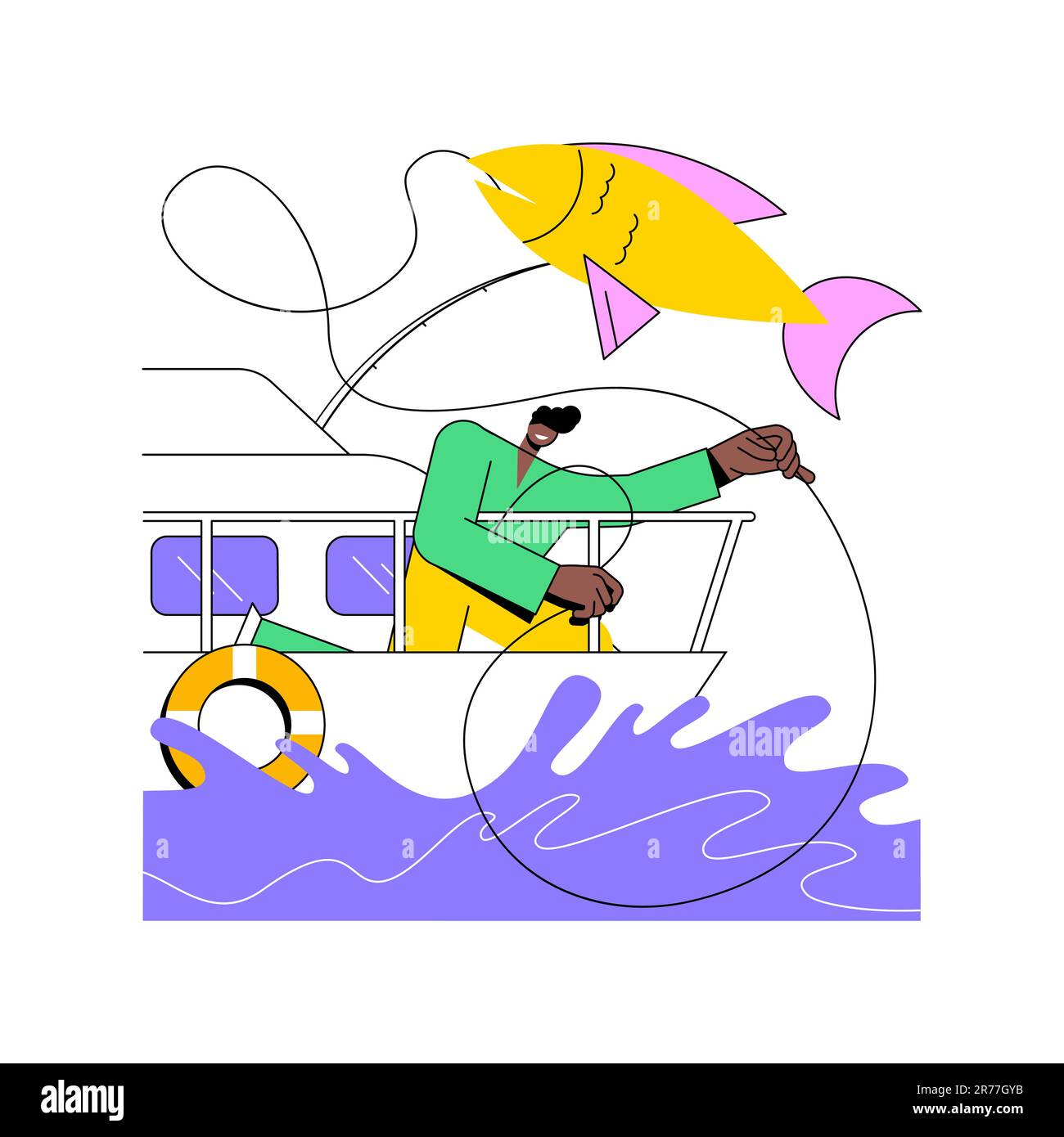 Man deep sea fishing from boat Stock Vector Images - Alamy