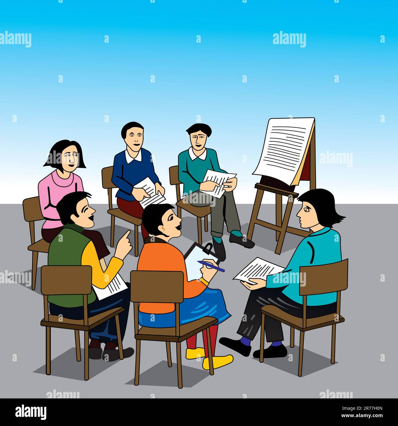 group discussion between professional Stock Vector