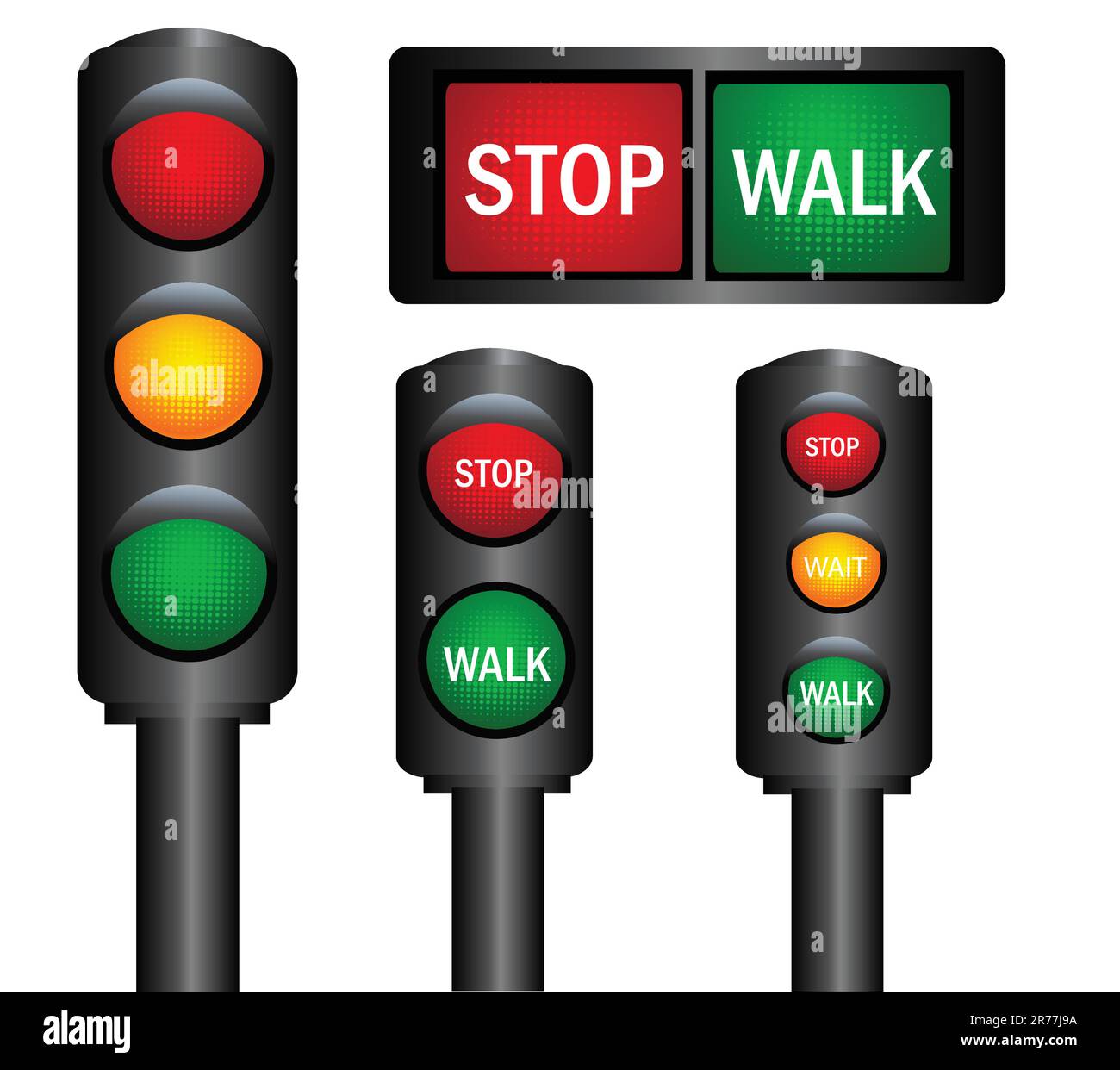 Various traffic lights from different countries vector Stock Vector