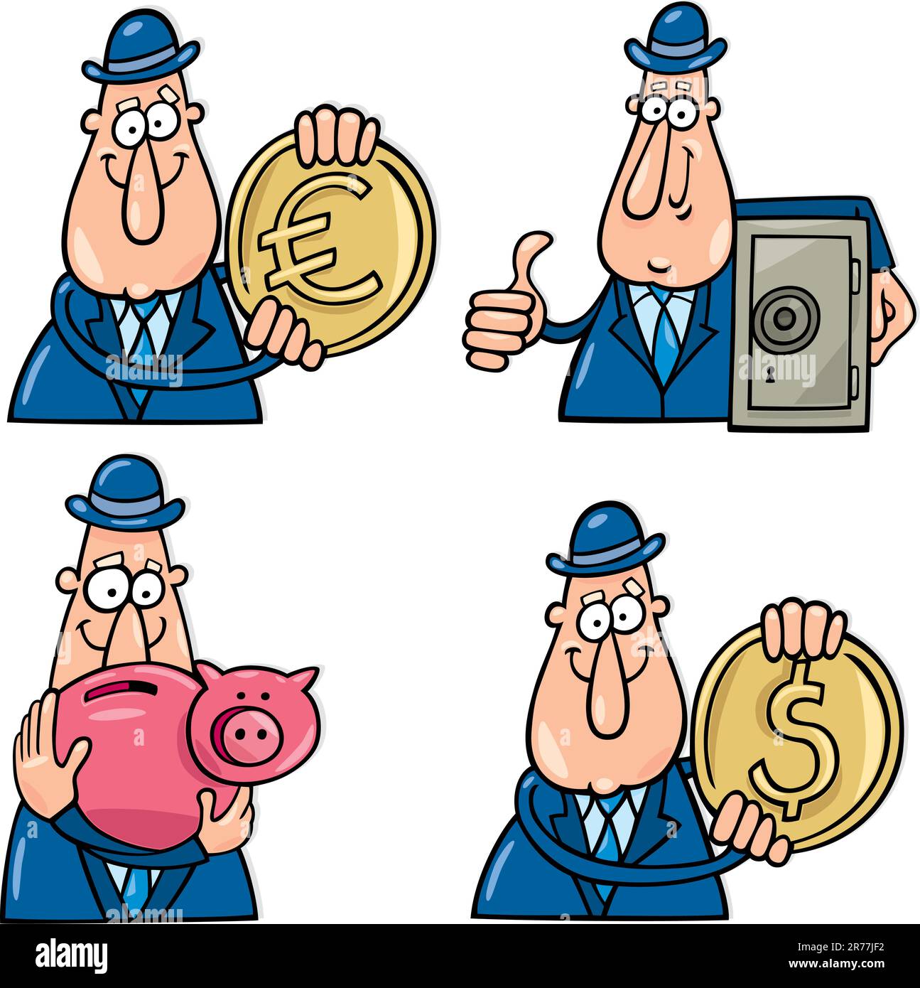 business concept cartoon illustrations with funny man Stock Vector