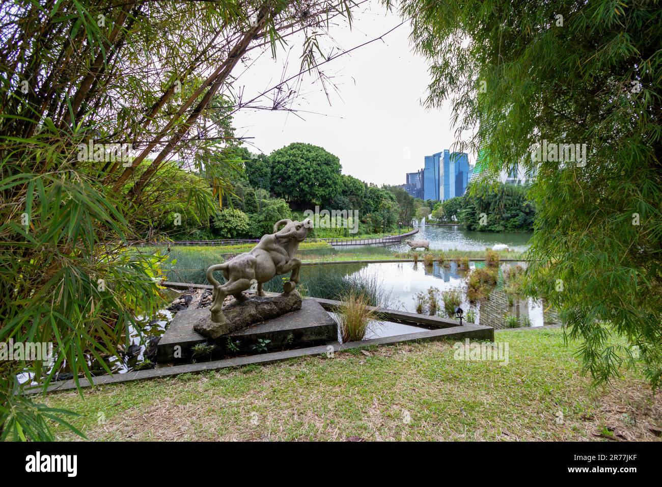 Water Buffalo sculpture. Gardens by the bay, Singapore Stock Photo Alamy