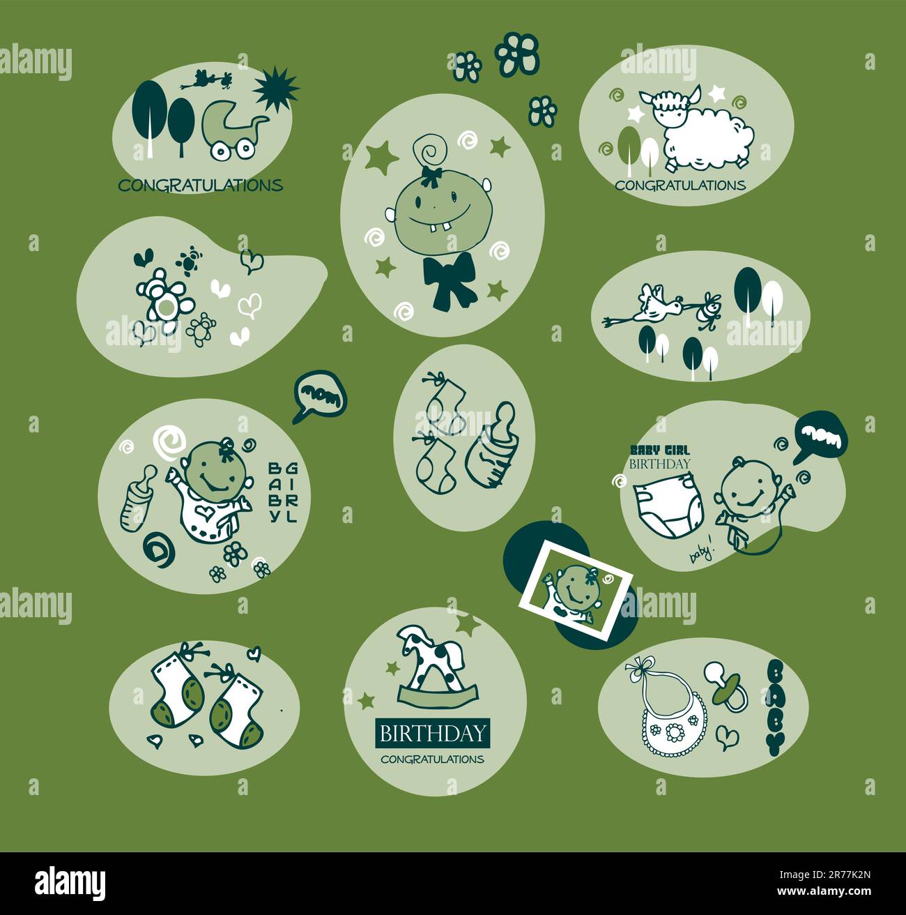 Baby girl elements set Stock Vector