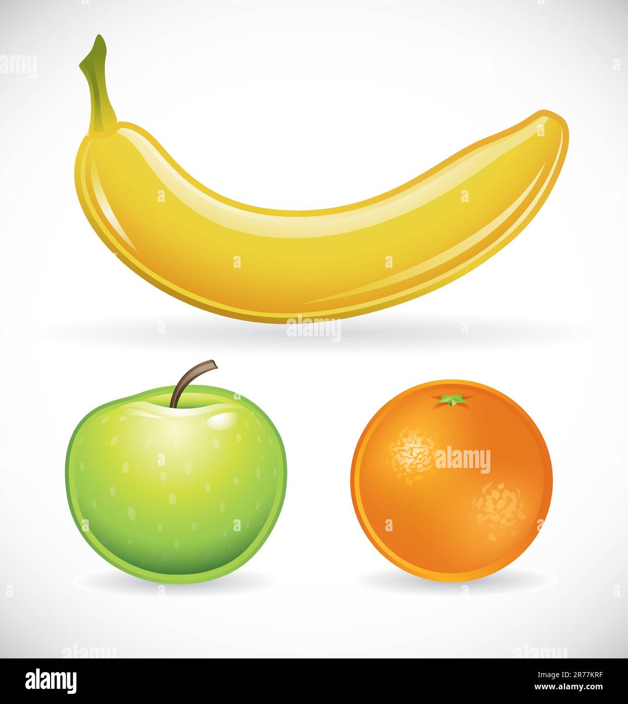 Vector illustration of a banana, an apple and an orange Stock Vector ...