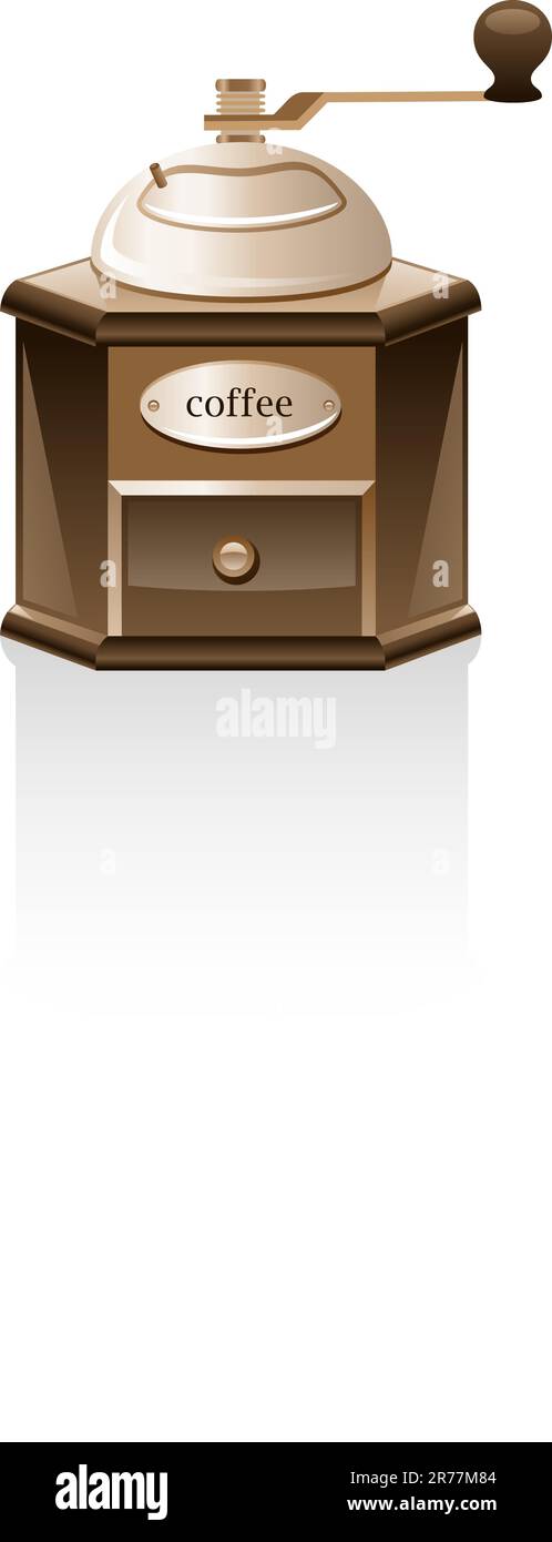 Coffee grinder isolated on white background. Stock Vector