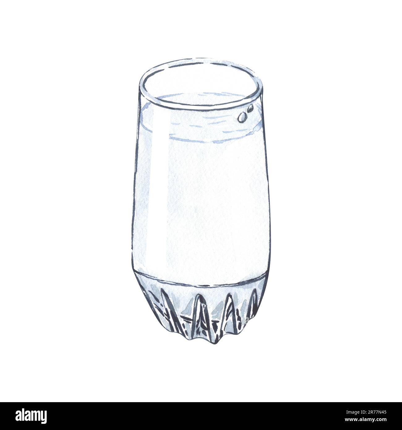 water in a glass cup sketch isolated Stock Vector