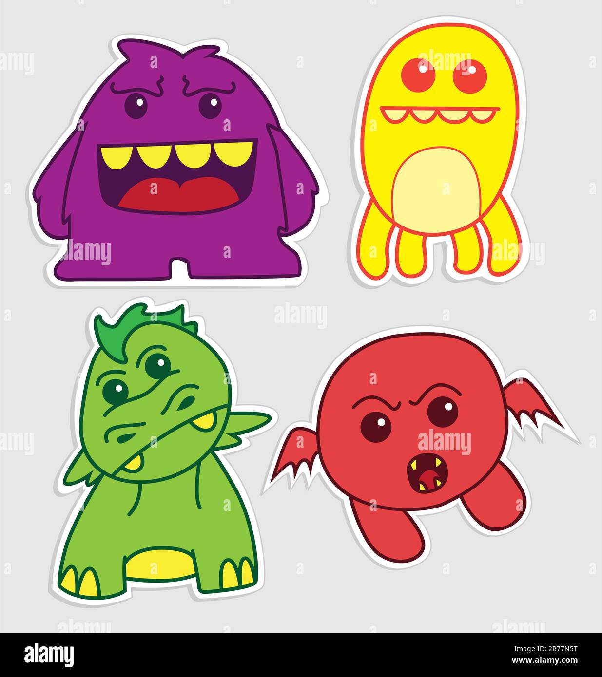 cute little monster sticker, can use any purposes Stock Vector