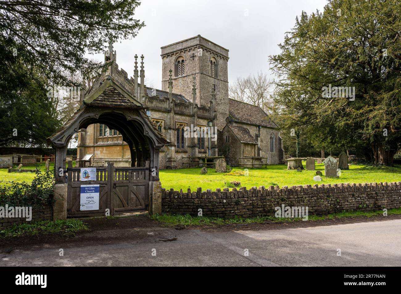 The traditional partish church of St Giles in Stanton St Quintin, Wiltshire. Stock Photo