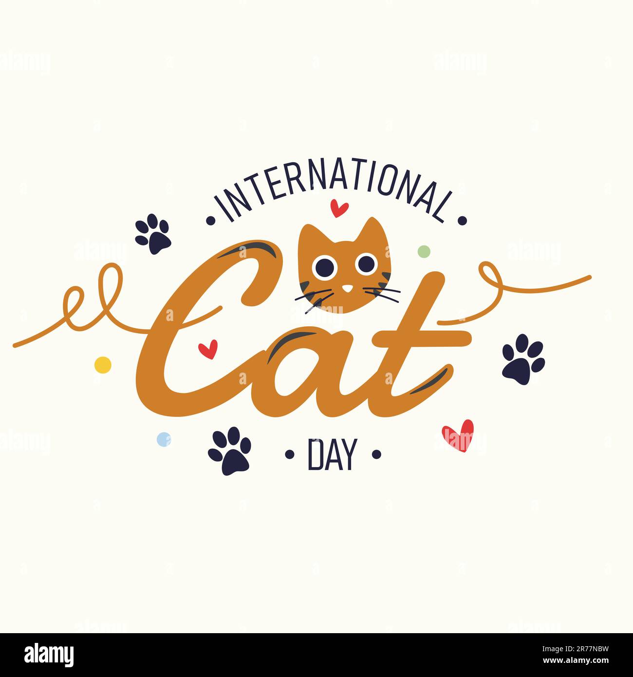 International Cat Day vector typography symbol. Vector illustration