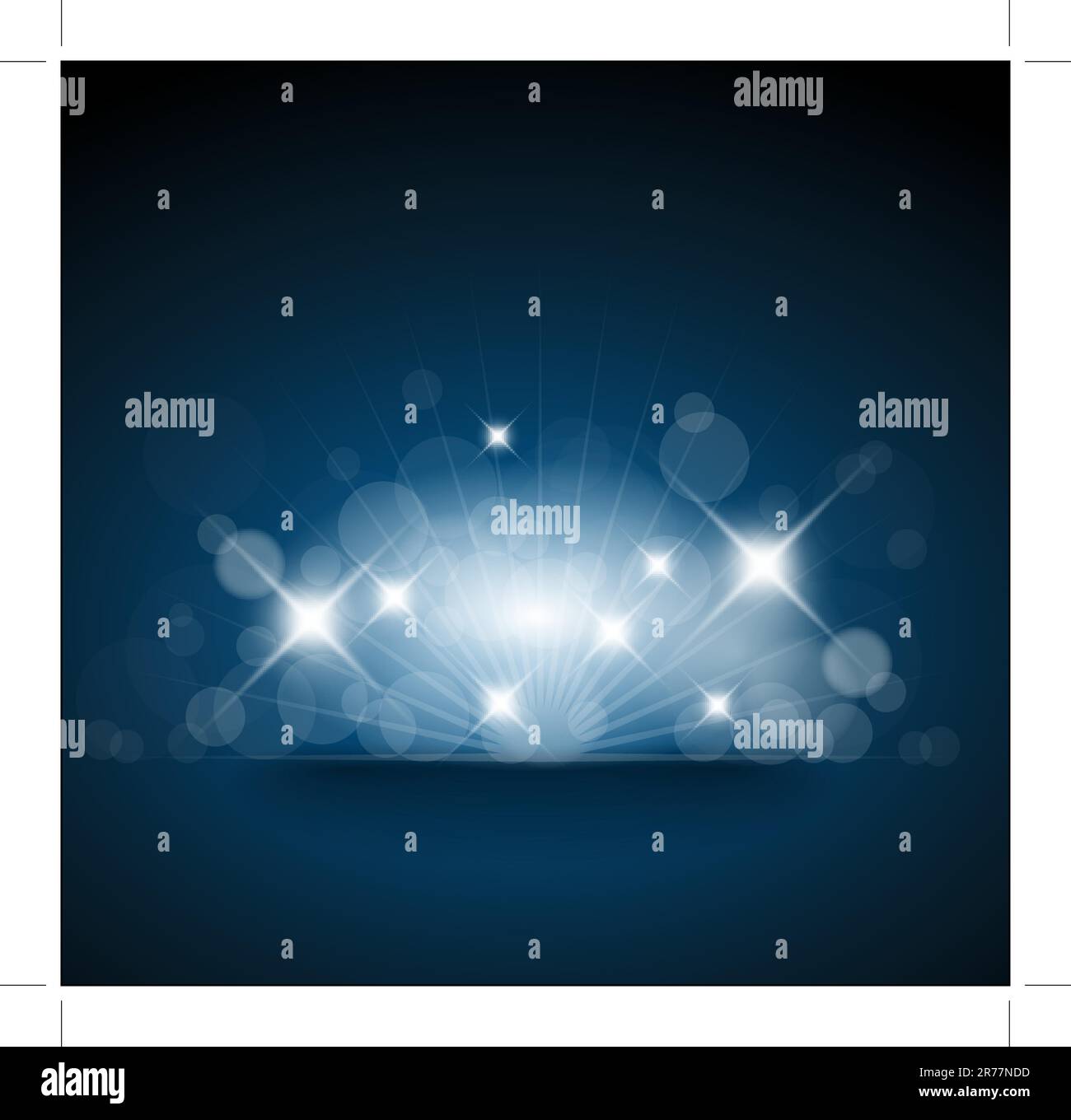 Blue background with white lights and place for your text Stock Vector