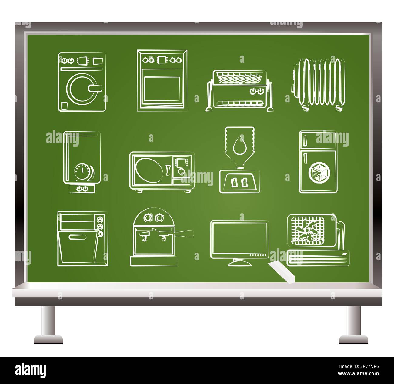painted with chalk Home electronics and equipment objects - vector illustration Stock Vector
