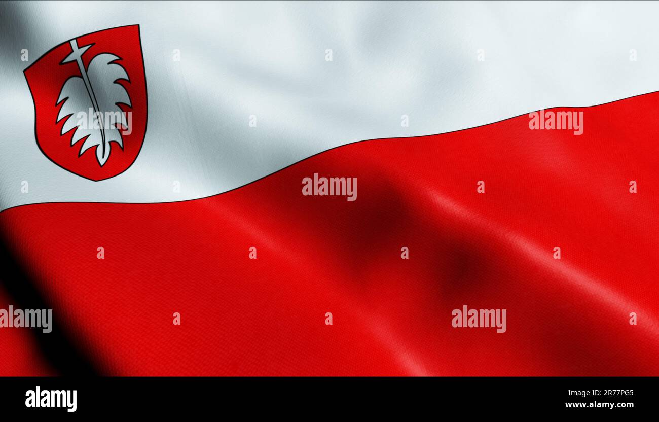 3D Illustration of a waving Czech city flag of Koprivnice Stock Photo
