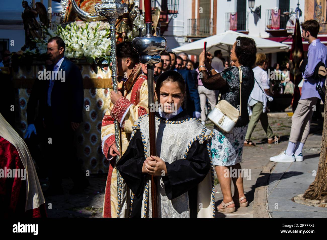 Old Procession Catholic parish child participating at the Corpus Christi procession ...