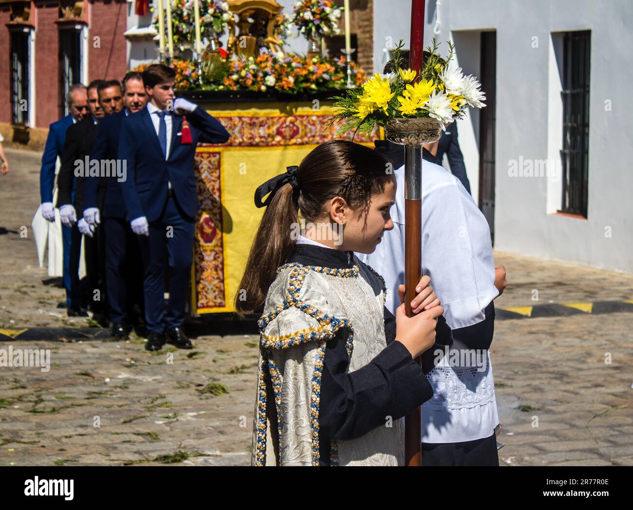Old Procession Catholic parish child participating at the Corpus Christi procession ...