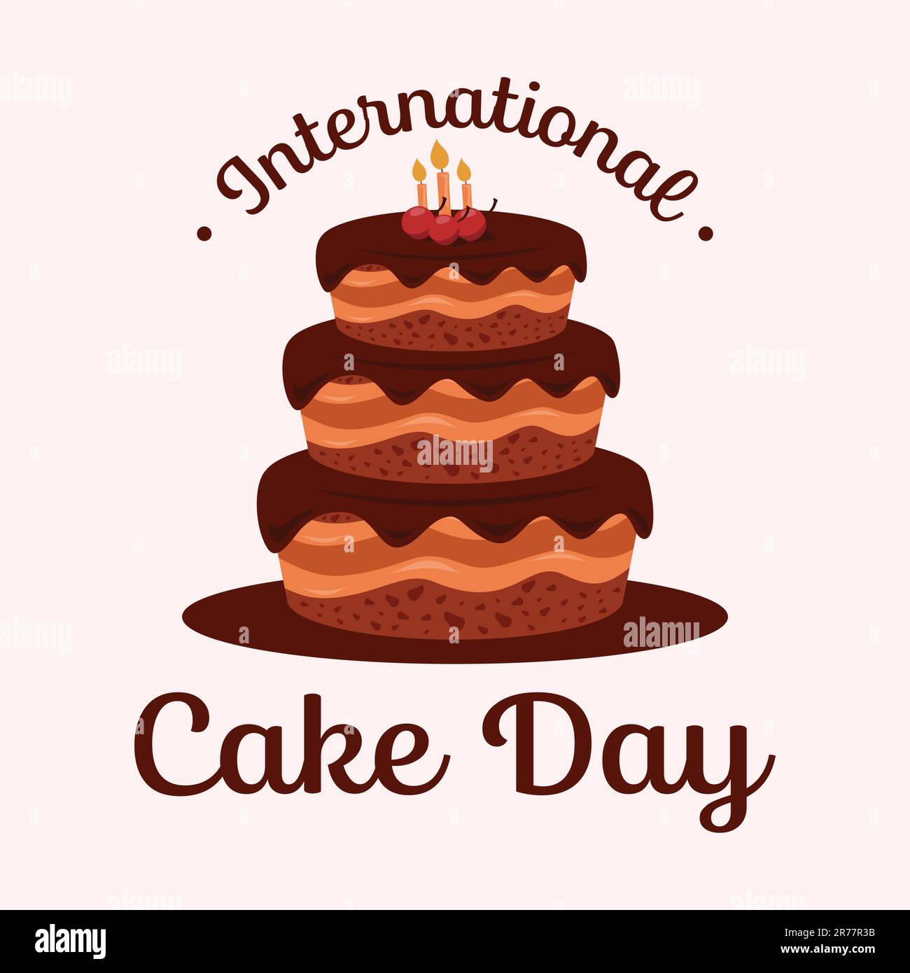 International Cake Day calligraphy hand lettering with cherry fruit and