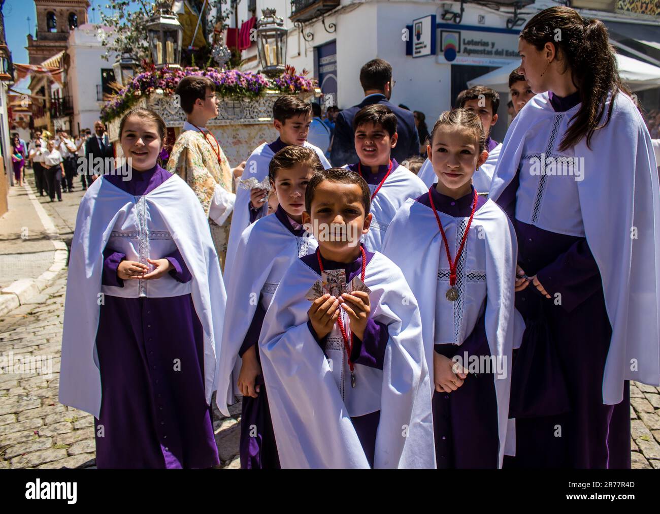 Old Procession Catholic parish child participating at the Corpus Christi procession ...