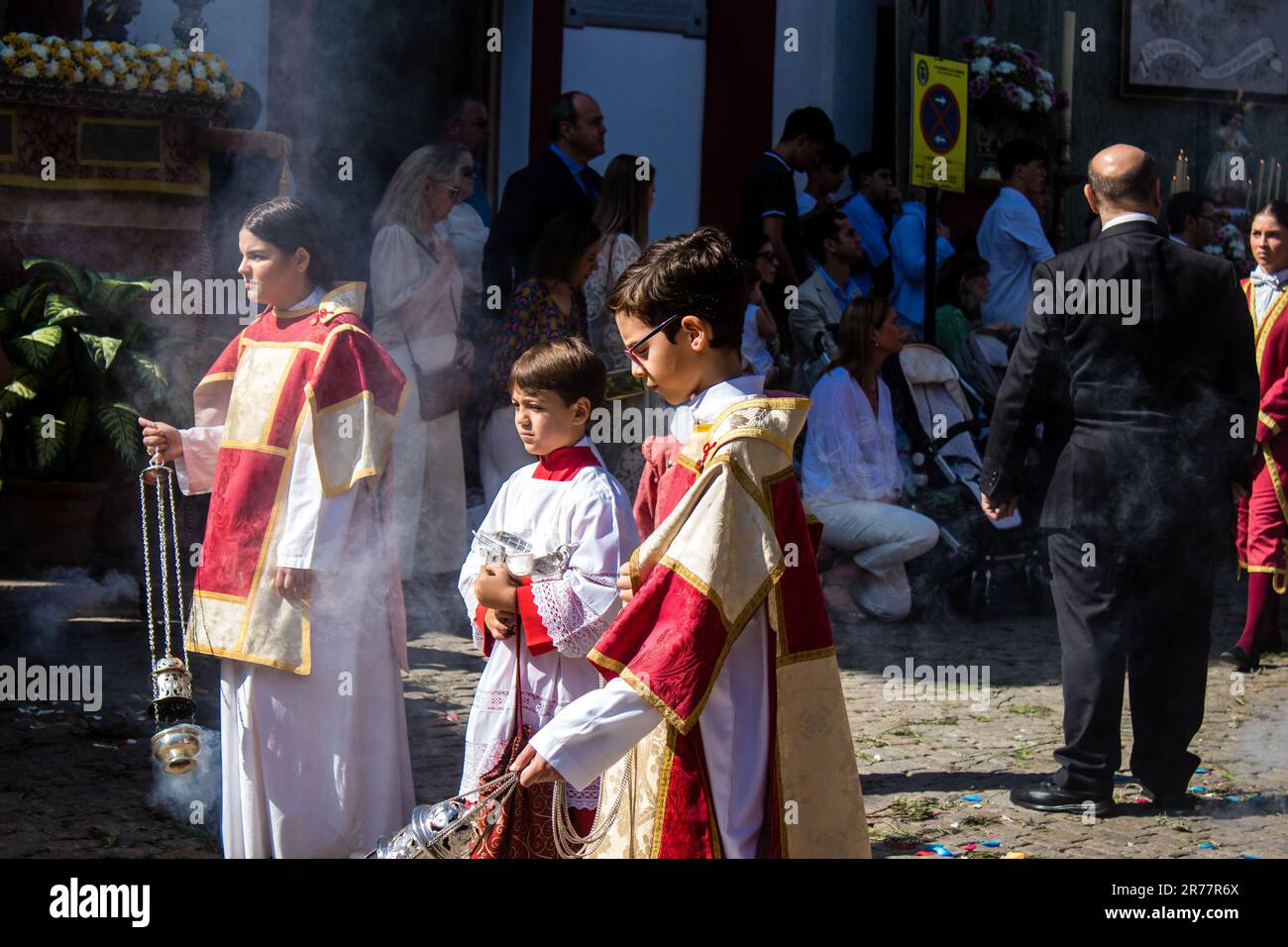 Old Procession Catholic parish child participating at the Corpus Christi procession ...