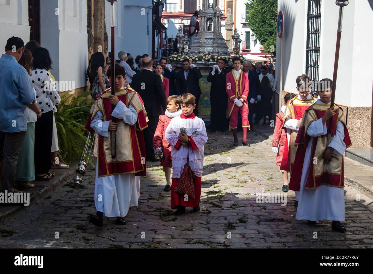 Old Procession Catholic parish child participating at the Corpus Christi procession ...