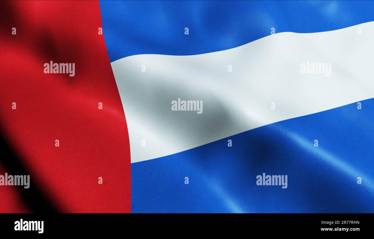 3D Illustration of a waving Czech city flag of Uvaly Stock Photo