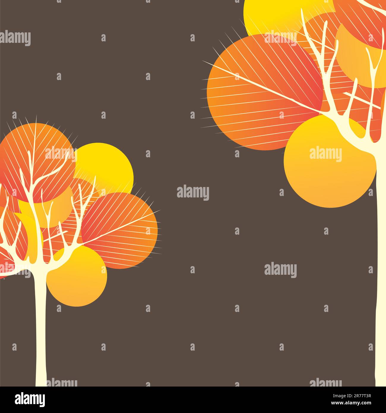 Abstract background with green tree and flowers. Vector illustration ...
