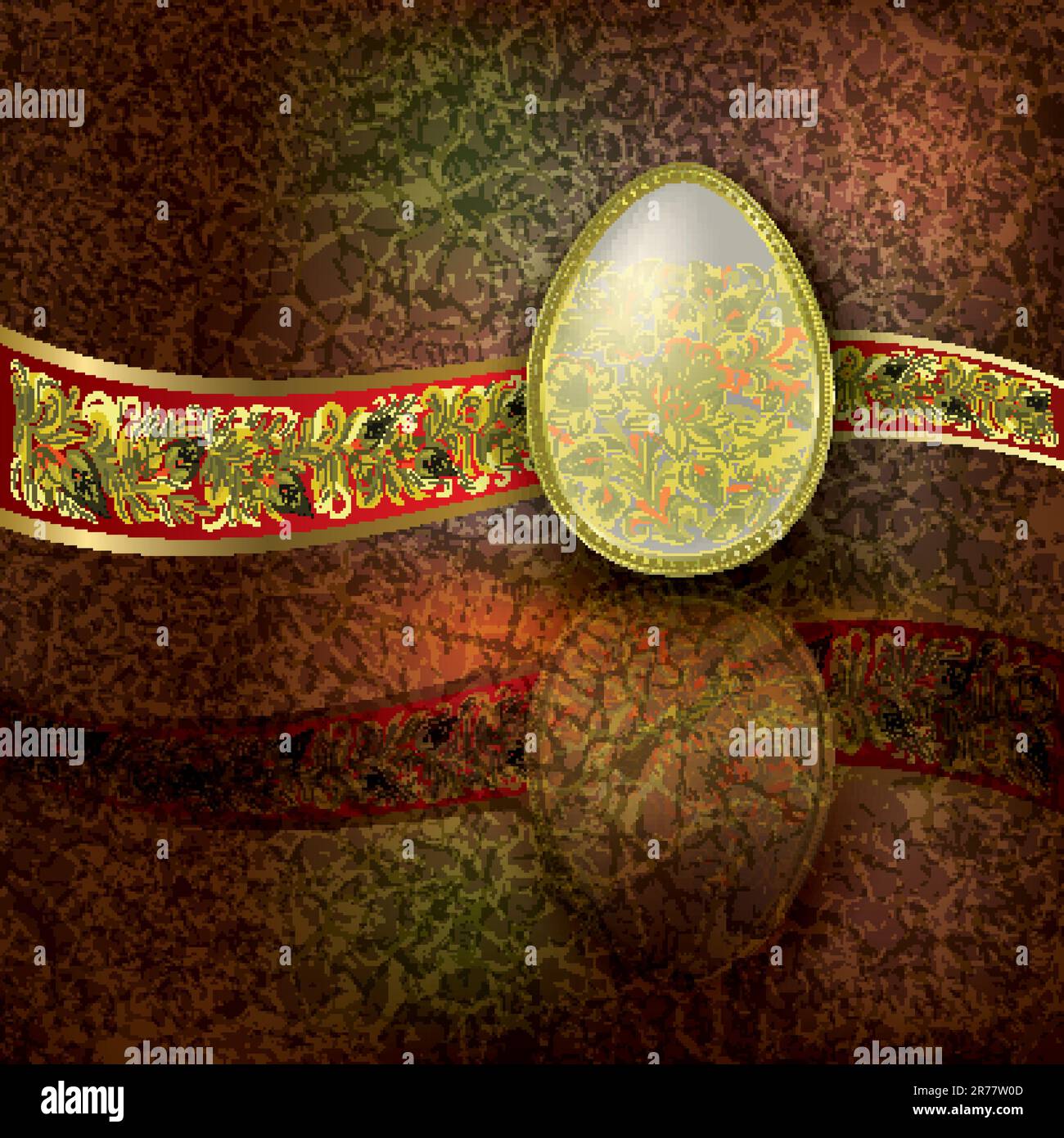 abstract illustration with easter egg and red ribbon Stock Vector