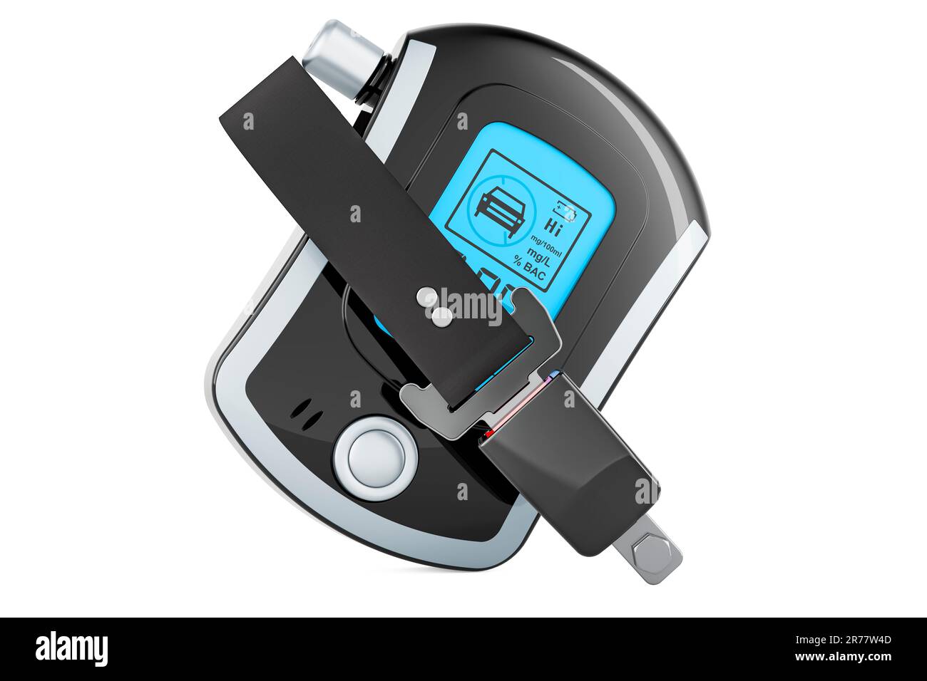 Breathalyzer, portable breath alcohol tester with safety belt, 3D