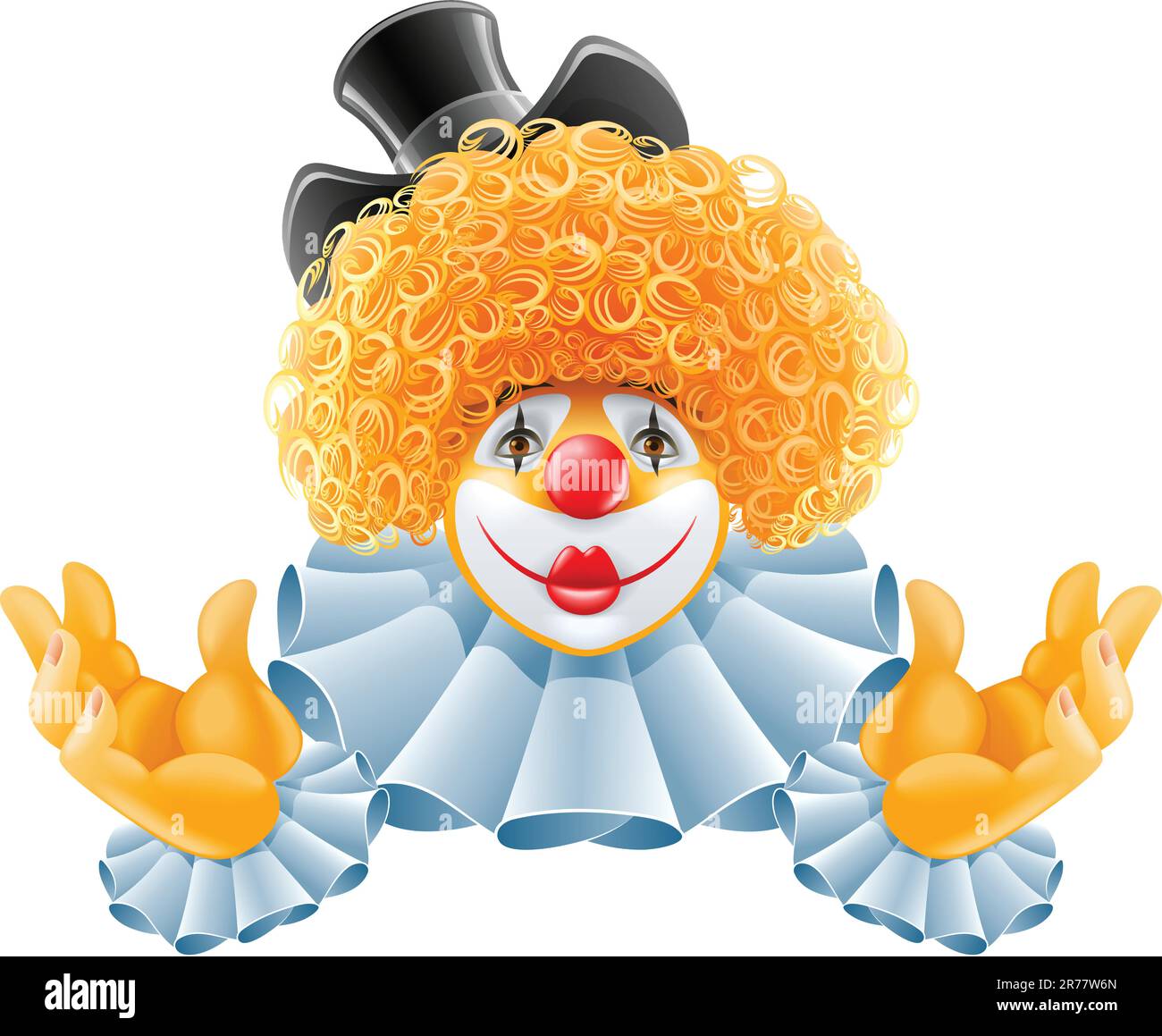 red-haired smiling clown vector illustration isolated on white background Stock Vector