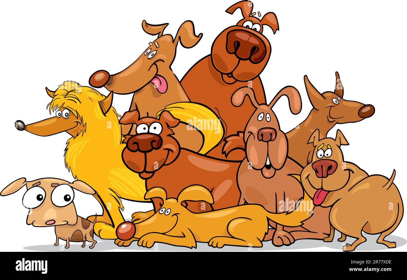 illustration of cartoon dogs group Stock Vector