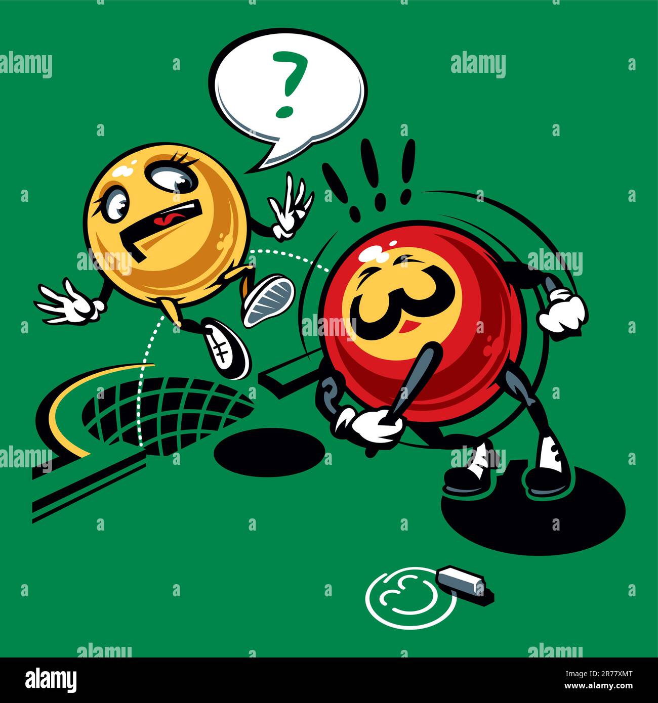 Billiards balls. Comics drawing. Vector Illustration (EPS v. 8.0 Stock