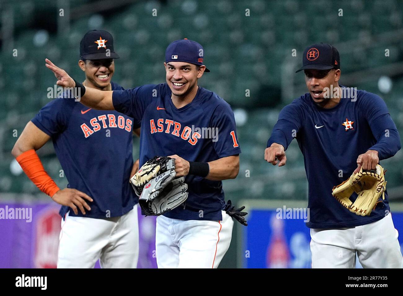 Houston Astros' Jeremy Pena smiles during batting practice before a  baseball game against the Chicago Cubs Wednesday, May 17, 2023, in Houston.  (AP Photo/David J. Phillip Stock Photo - Alamy